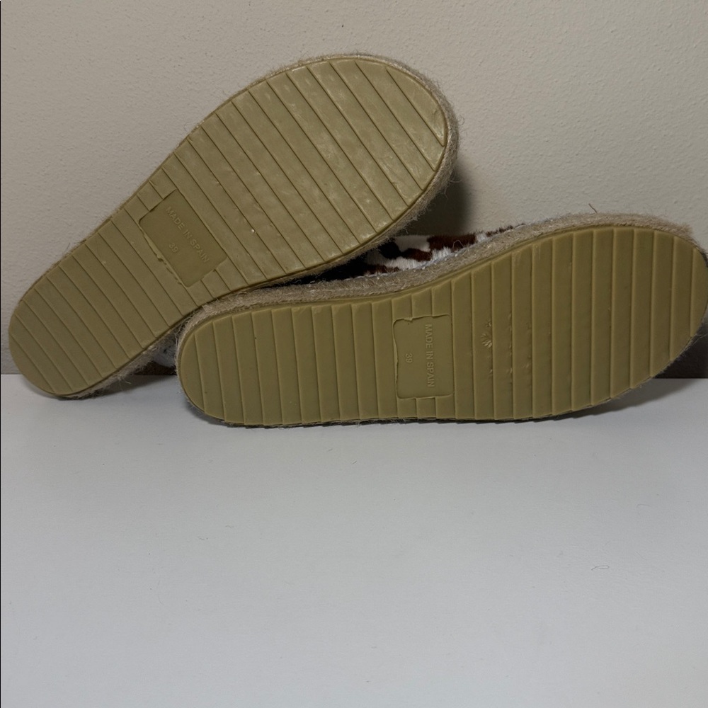 Anthropologie Double Buckle Cow Print Espadrille Sandals Size 39 - Picture 12 of 12